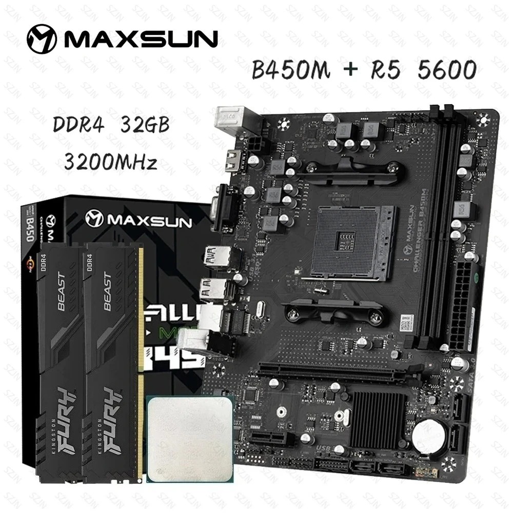 Maxsun B450 Motherboard + AMD  - Ddr4 3200Mhz ulasan dan harga